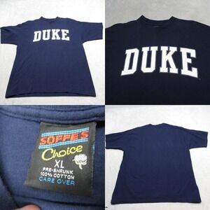 Vintage Duke Shirt Men XL Blue NCAA‎ Cotton Short Sleeve USA MADE 80s 90s